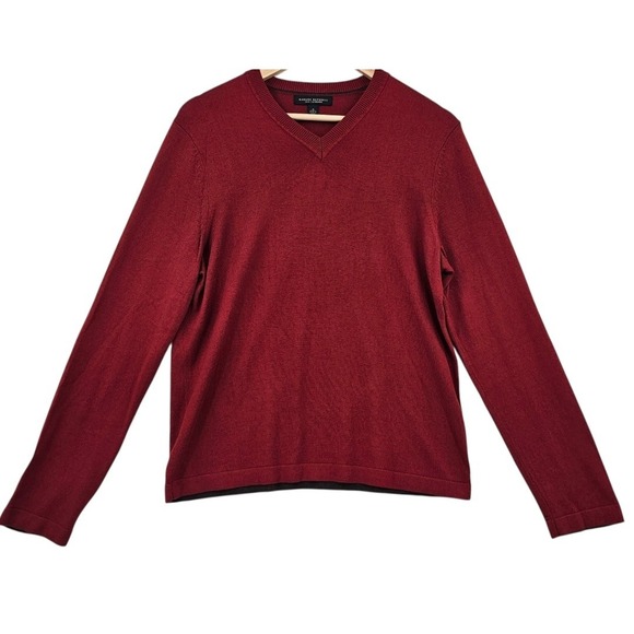 Banana Republic Mens S Burnt Orange Silk Cashmere Blend V Neck Sweater - Picture 1 of 11